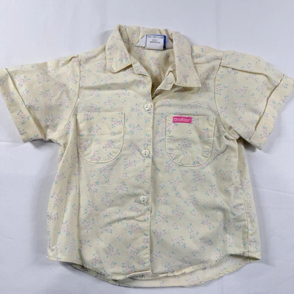 Vintage OshKosh B'Gosh Skirtall Overall Dress 3T Floral USA Matching‎ Set 90s